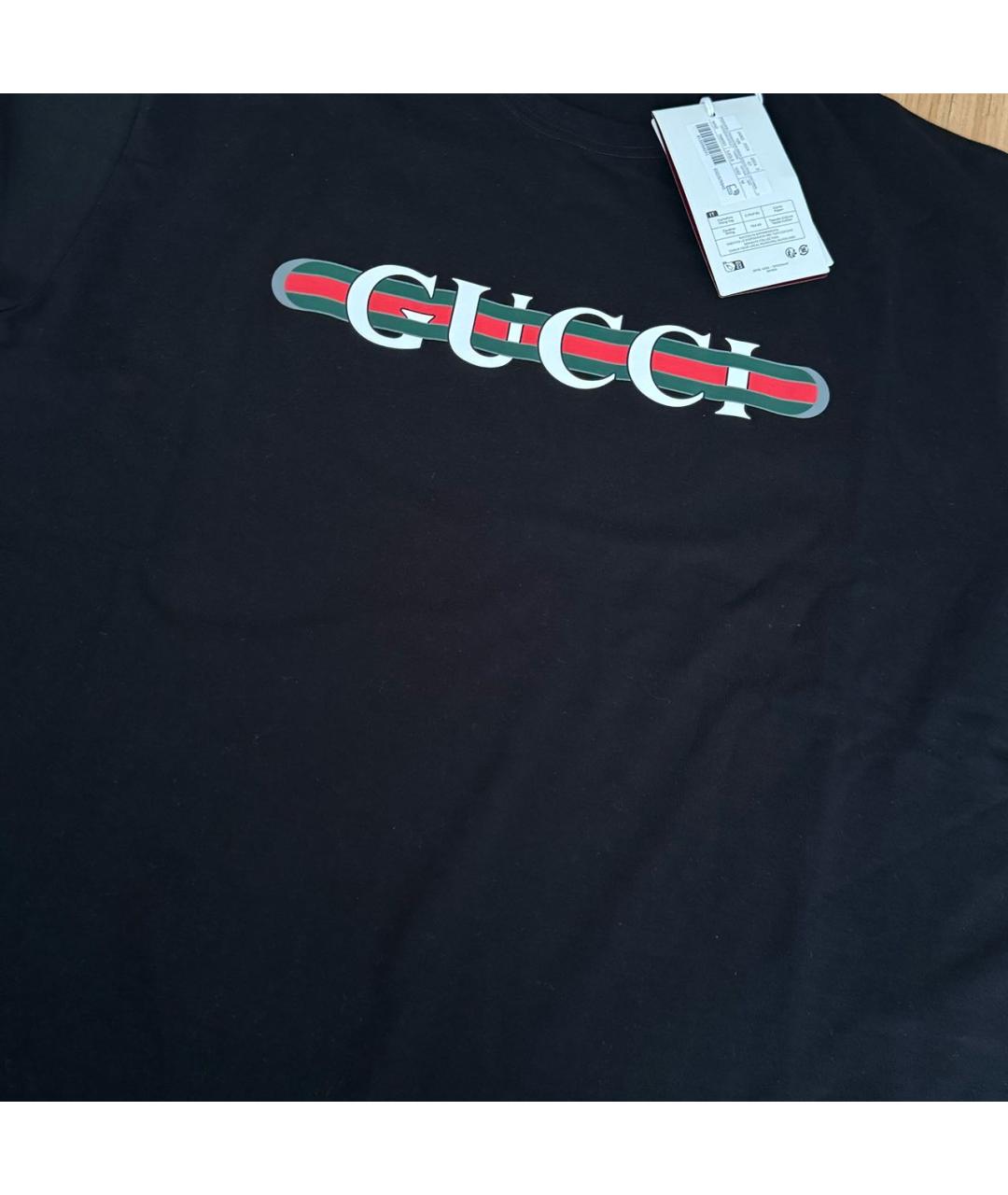 GUCCI Черная хлопковая футболка, фото 2