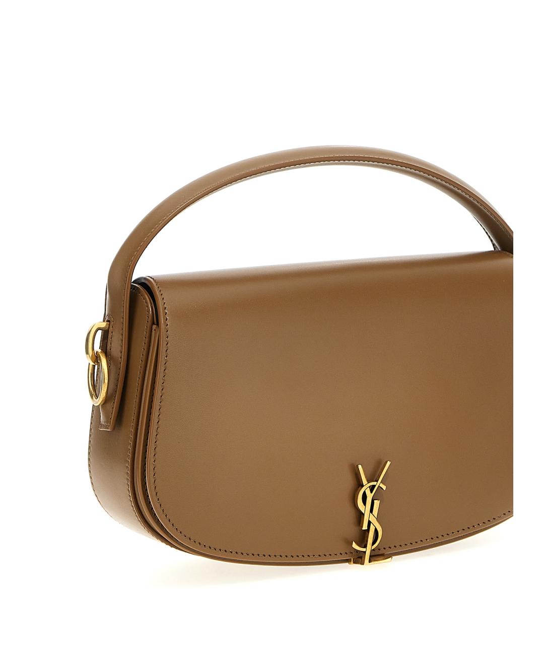 SAINT LAURENT Коричневая кожаная сумка через плечо, фото 3