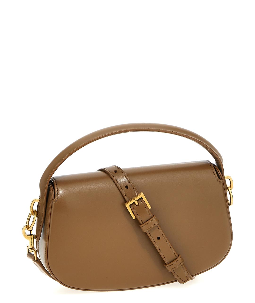 SAINT LAURENT Коричневая кожаная сумка через плечо, фото 2