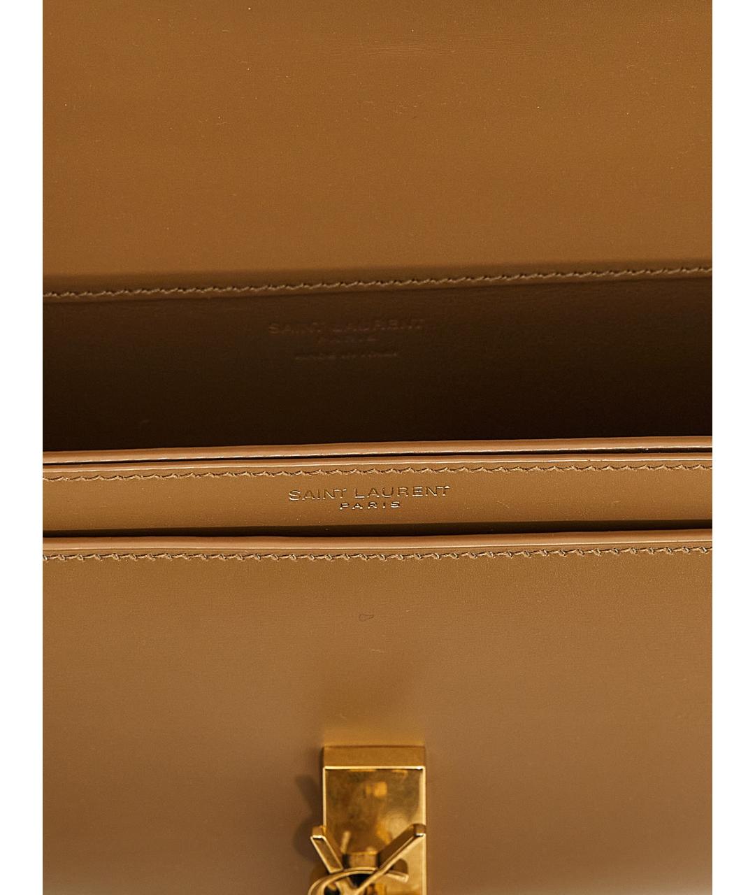 SAINT LAURENT Коричневая кожаная сумка через плечо, фото 4