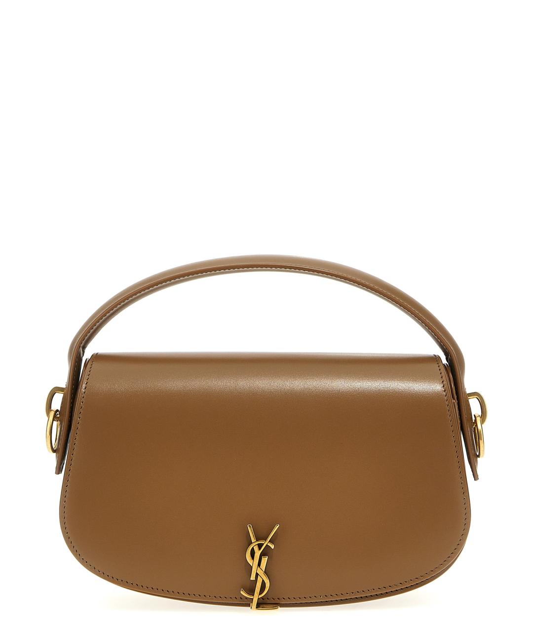 SAINT LAURENT Коричневая кожаная сумка через плечо, фото 1