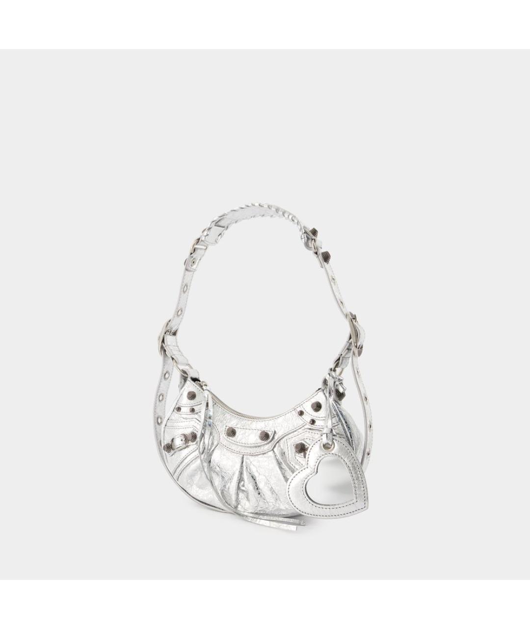BALENCIAGA Серебряная кожаная сумка через плечо, фото 2