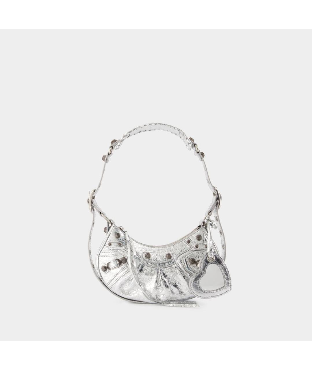 BALENCIAGA Серебряная кожаная сумка через плечо, фото 5