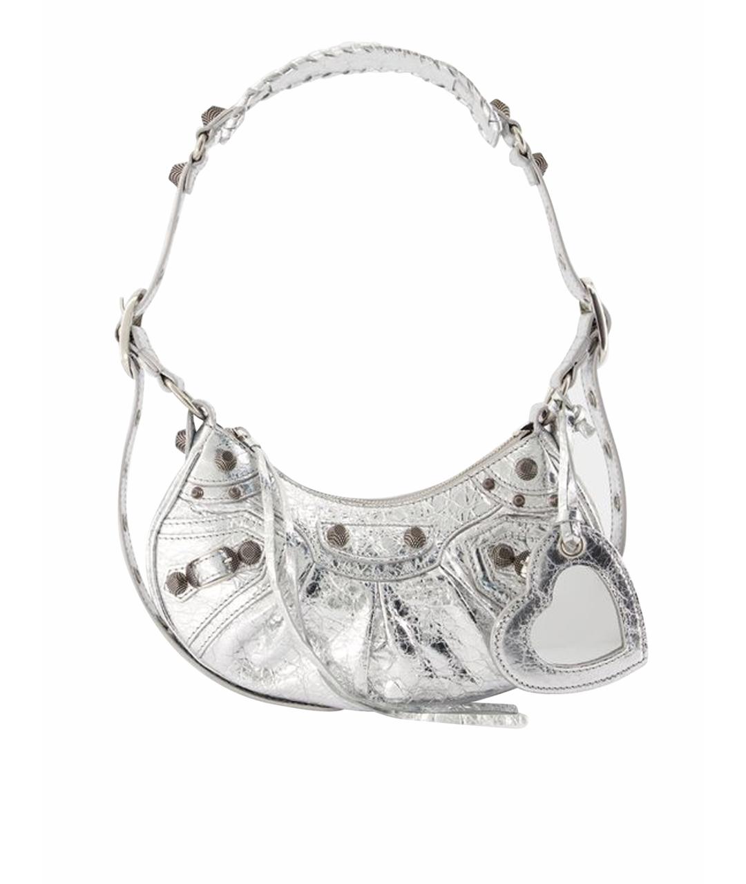 BALENCIAGA Серебряная кожаная сумка через плечо, фото 1