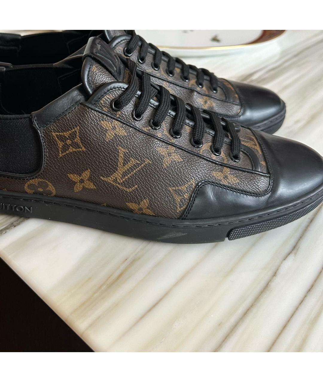 LOUIS VUITTON Коричневые кожаные низкие кроссовки / кеды, фото 5