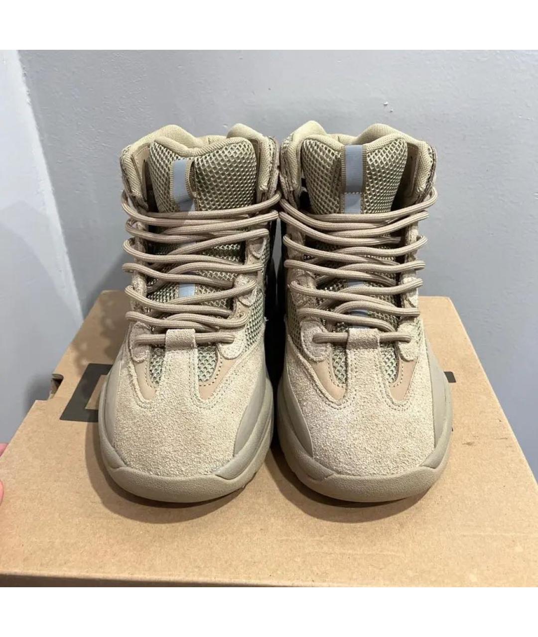 ADIDAS YEEZY Бежевые замшевые высокие кроссовки / кеды, фото 5