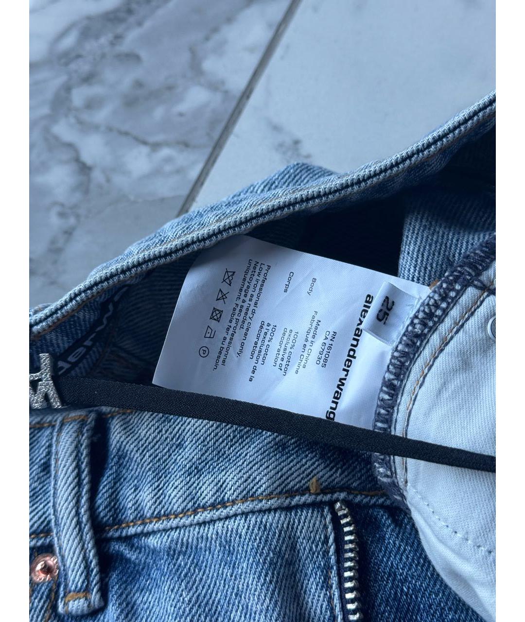 ALEXANDER WANG Синие хлопковые прямые джинсы, фото 3