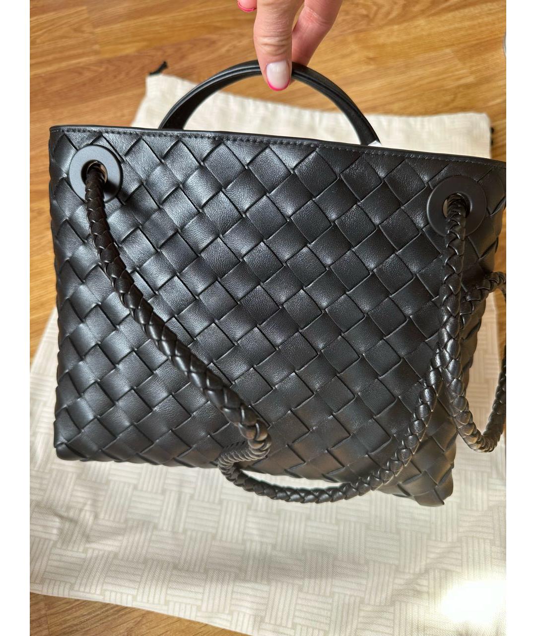 BOTTEGA VENETA Черная кожаная сумка тоут, фото 3