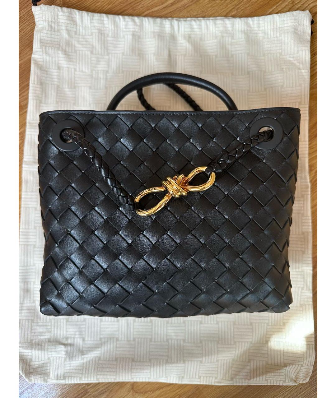 BOTTEGA VENETA Черная кожаная сумка тоут, фото 2
