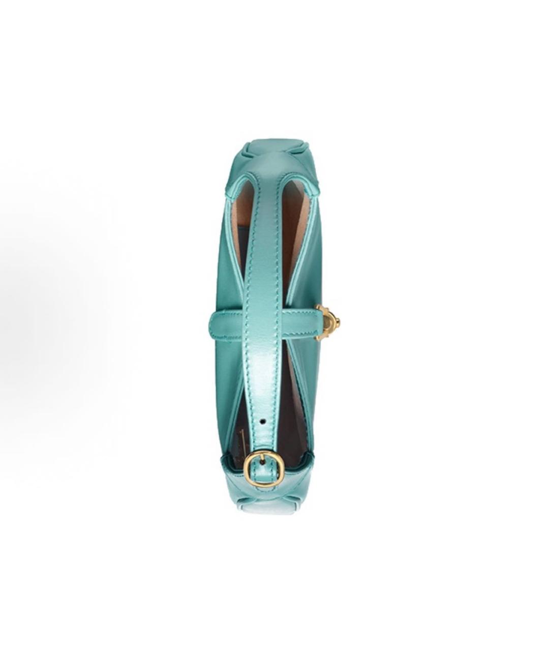 GUCCI Бирюзовая кожаная сумка с короткими ручками, фото 6