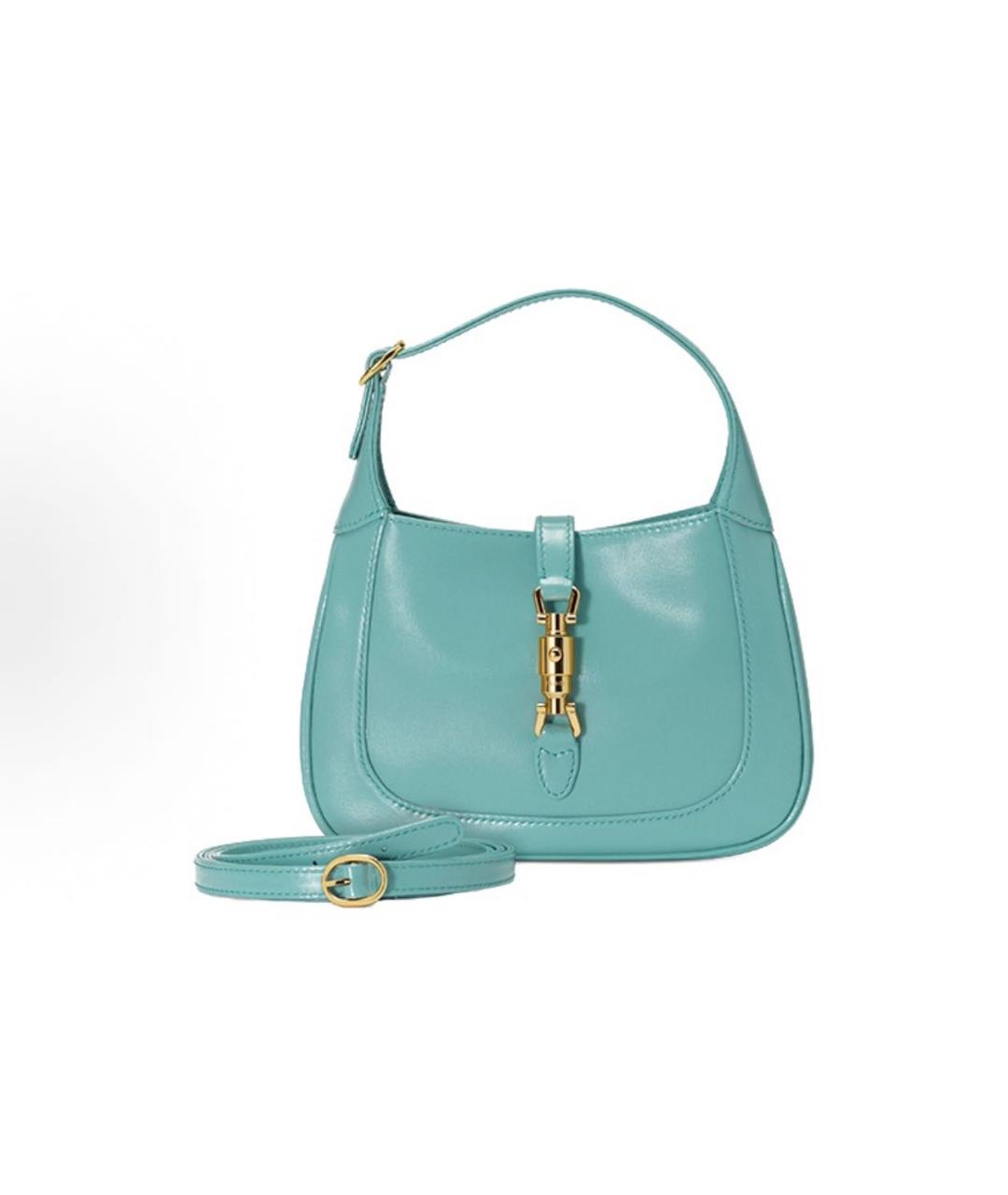 GUCCI Бирюзовая кожаная сумка с короткими ручками, фото 2