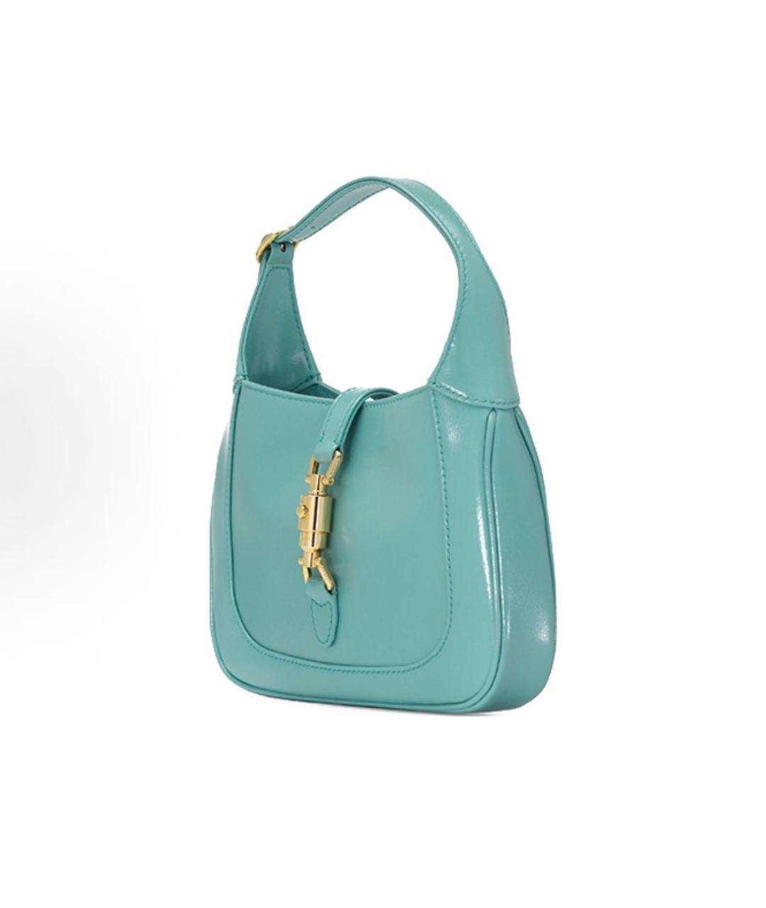 GUCCI Бирюзовая кожаная сумка с короткими ручками, фото 3