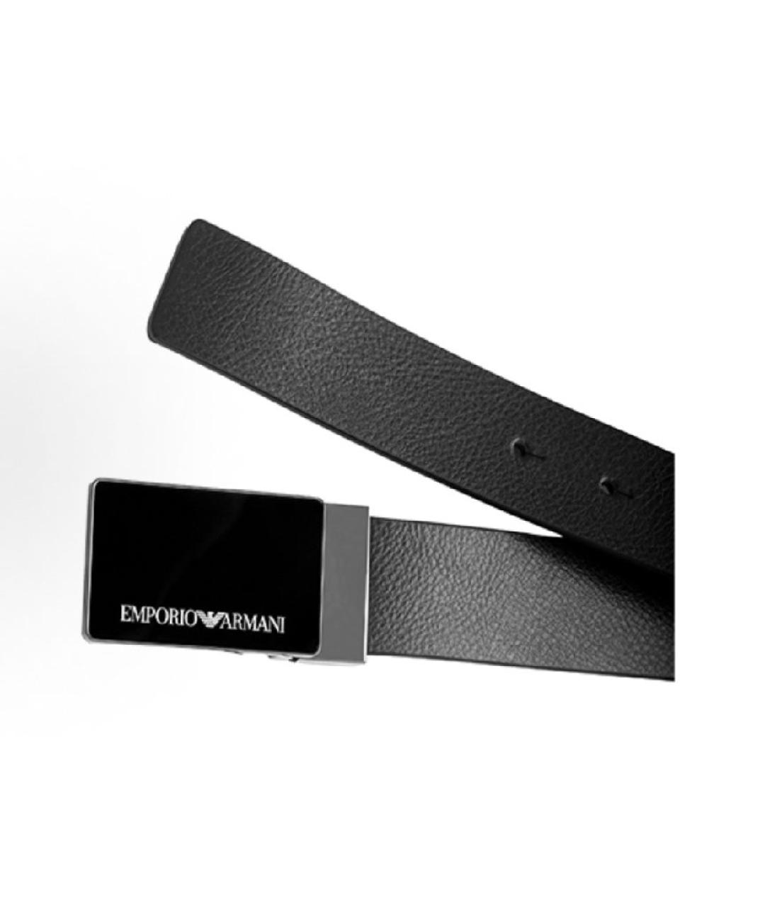 EMPORIO ARMANI Черный кожаный ремень, фото 3
