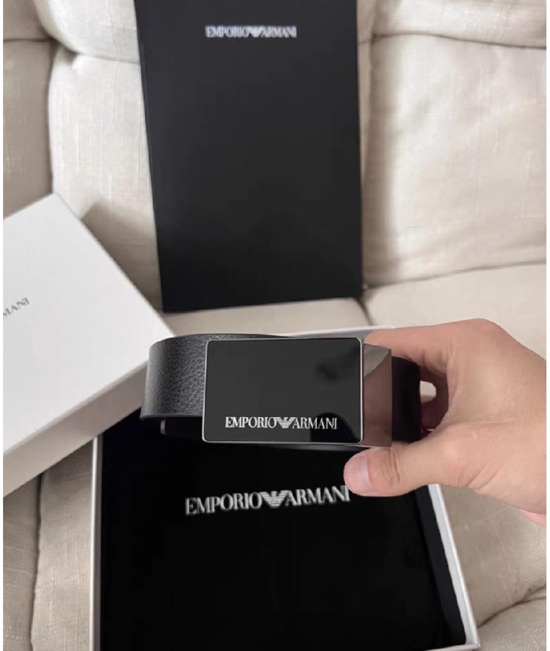 EMPORIO ARMANI Черный кожаный ремень, фото 7