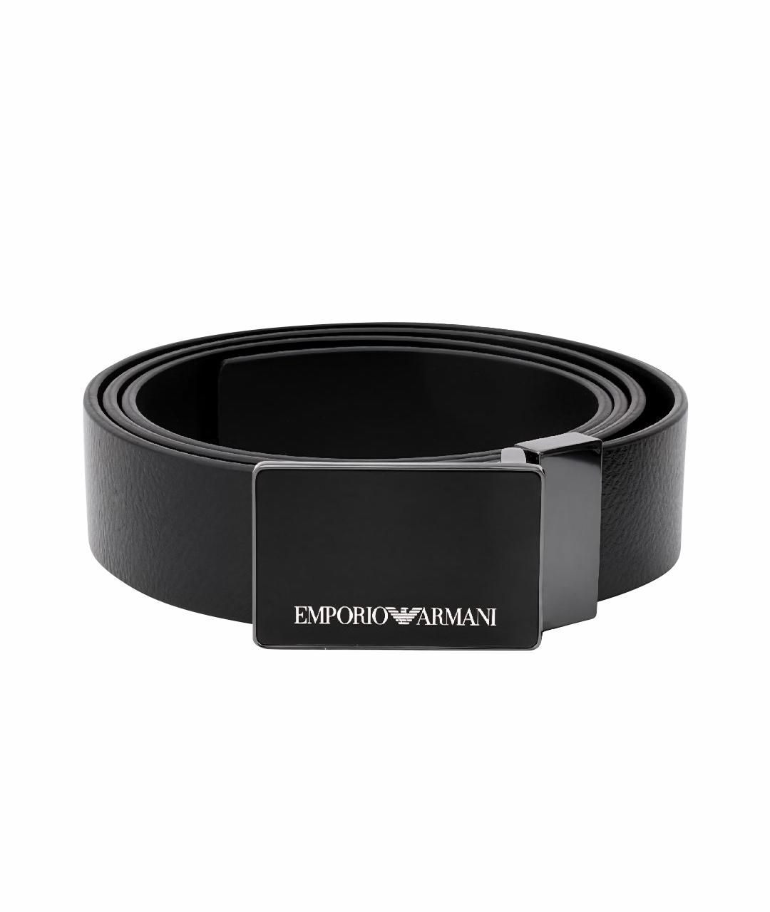 EMPORIO ARMANI Черный кожаный ремень, фото 1