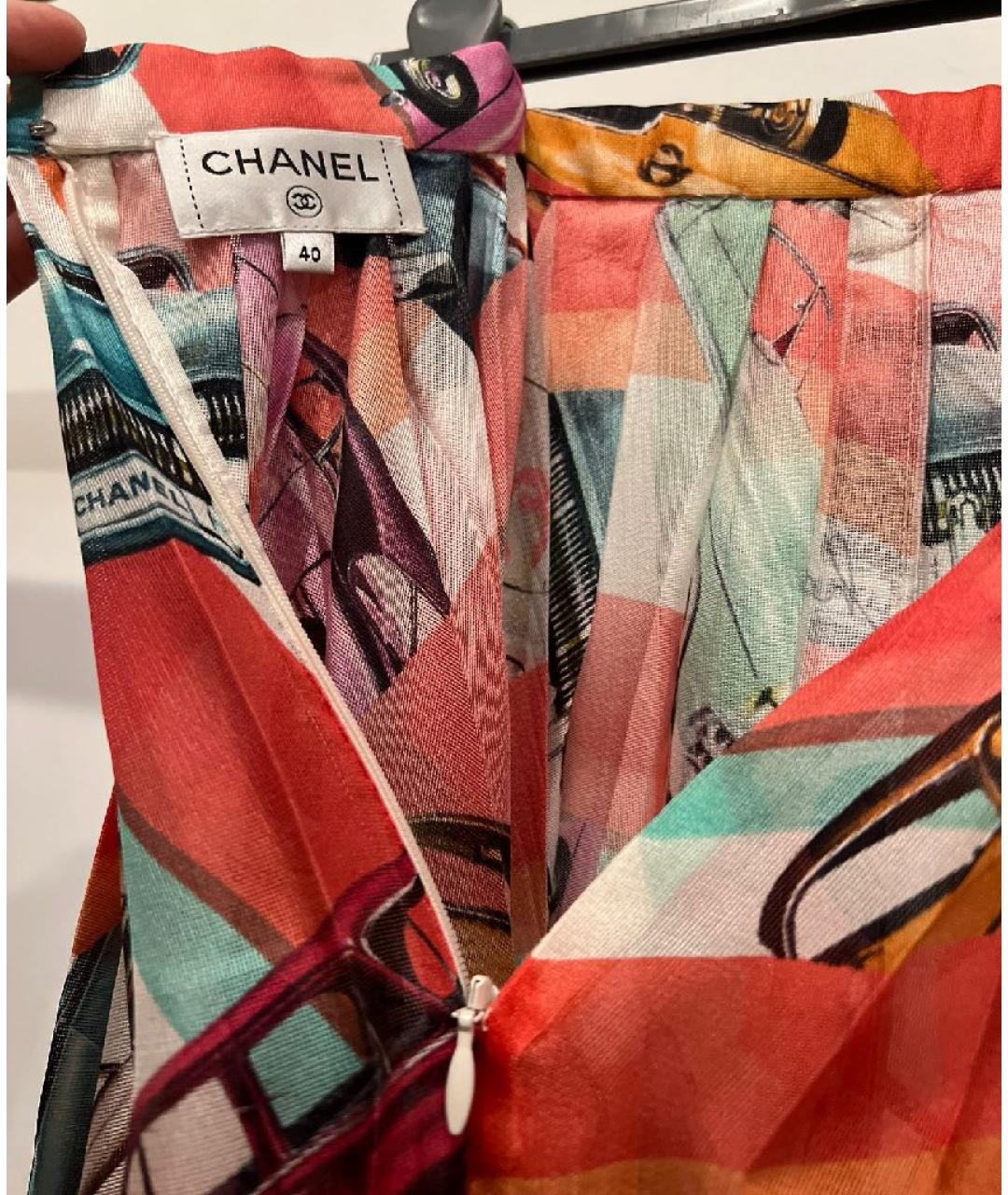 CHANEL Красная шелковая юбка макси, фото 3