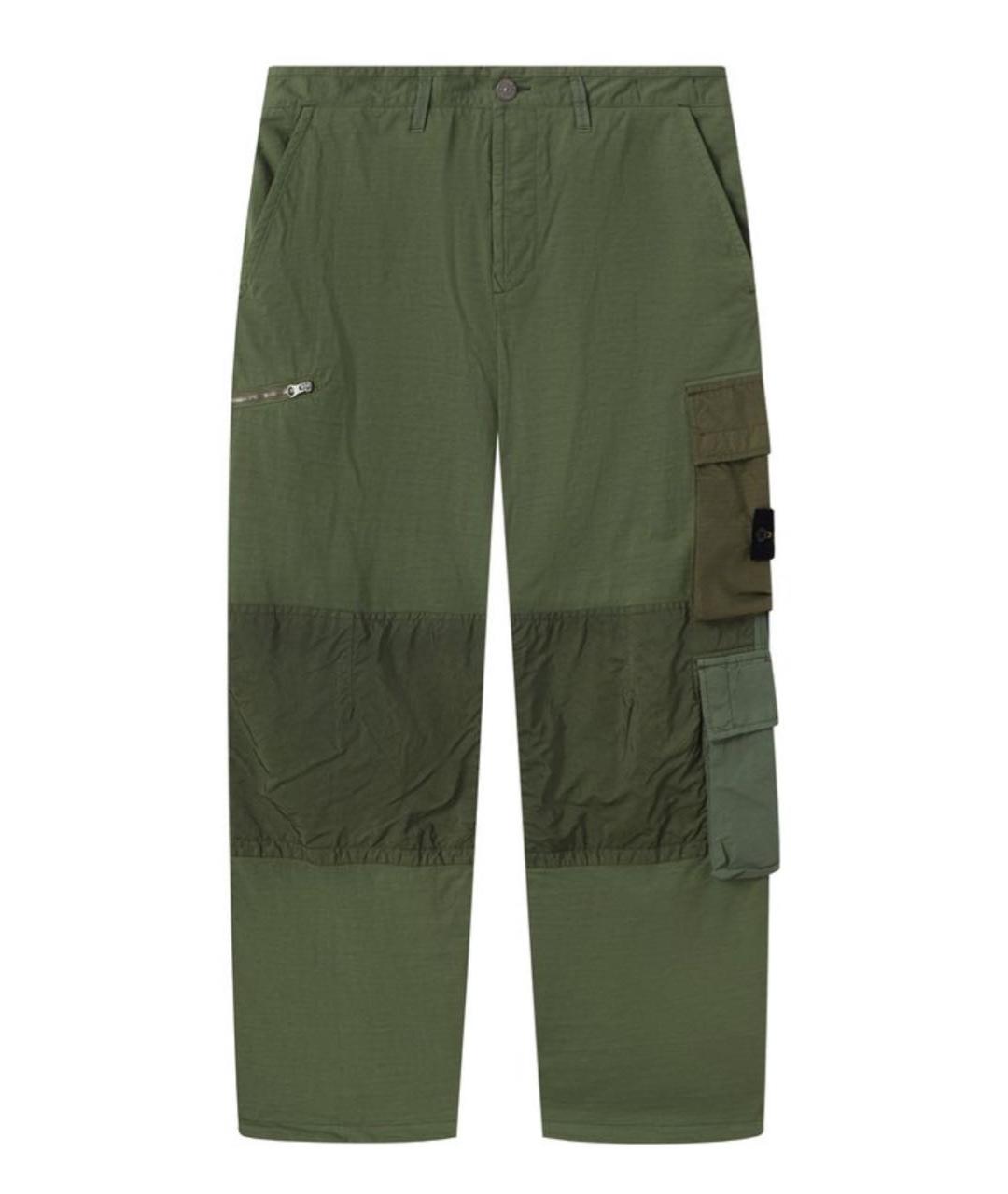 STONE ISLAND Зеленые полиамидовые повседневные брюки, фото 1