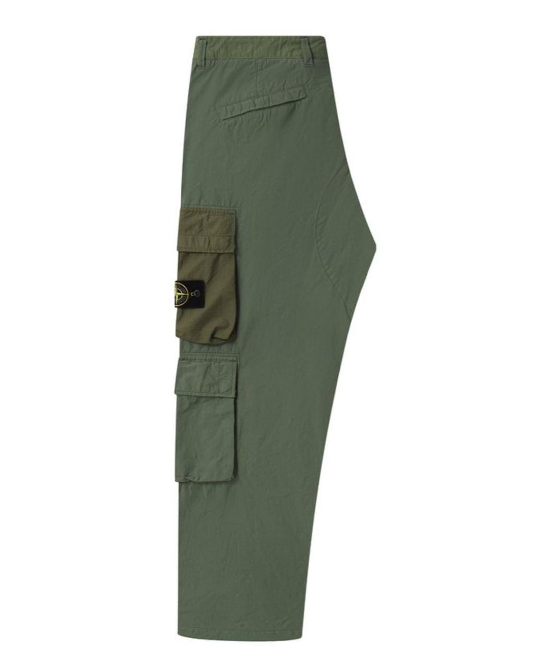 STONE ISLAND Зеленые полиамидовые повседневные брюки, фото 2