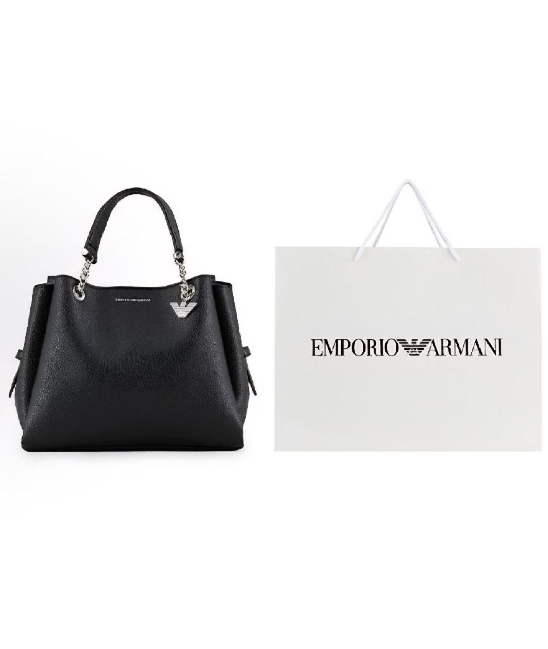 EMPORIO ARMANI Черная сумка тоут, фото 5