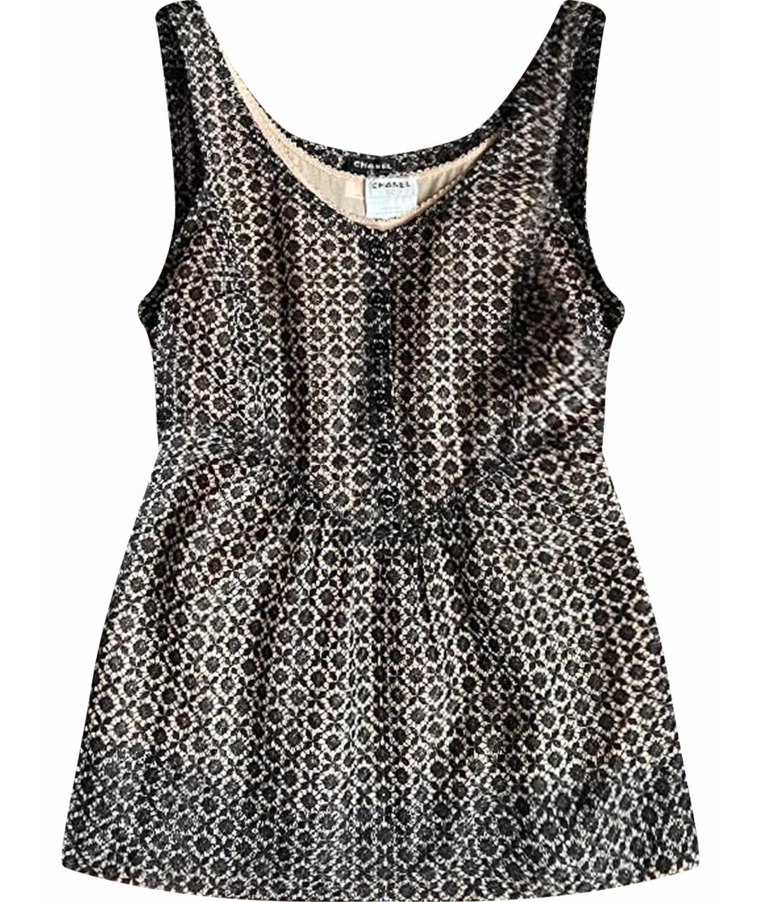CHANEL Черная шелковая майка, фото 1