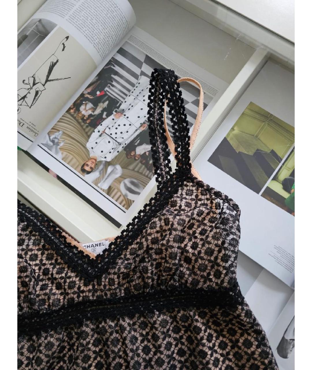 CHANEL Черная шелковая майка, фото 3