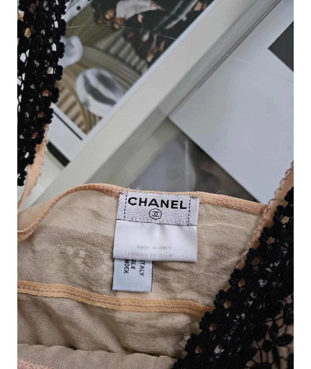 CHANEL Черная шелковая майка, фото 8