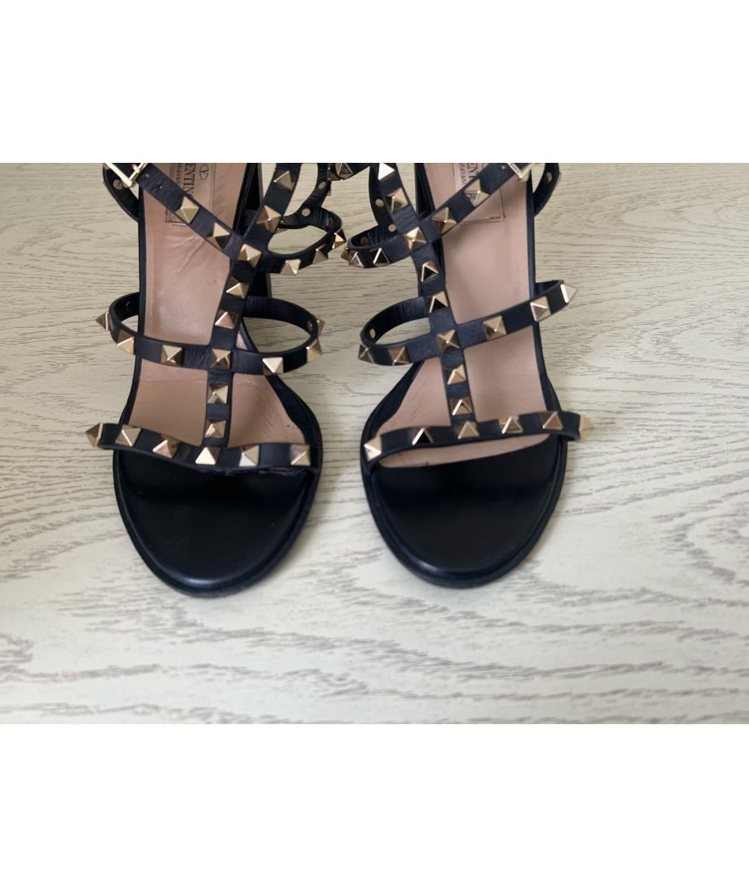 VALENTINO Черные кожаные босоножки, фото 6