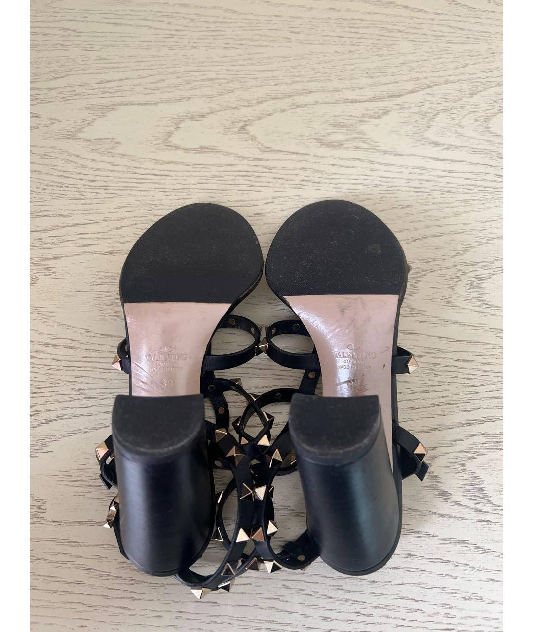 VALENTINO Черные кожаные босоножки, фото 5