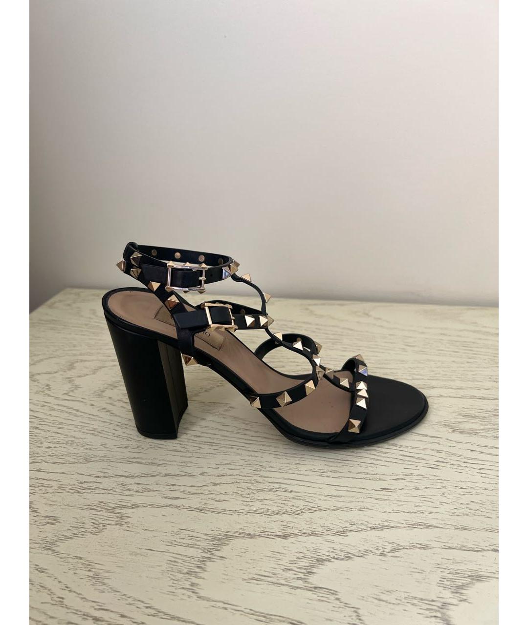 VALENTINO Черные кожаные босоножки, фото 7