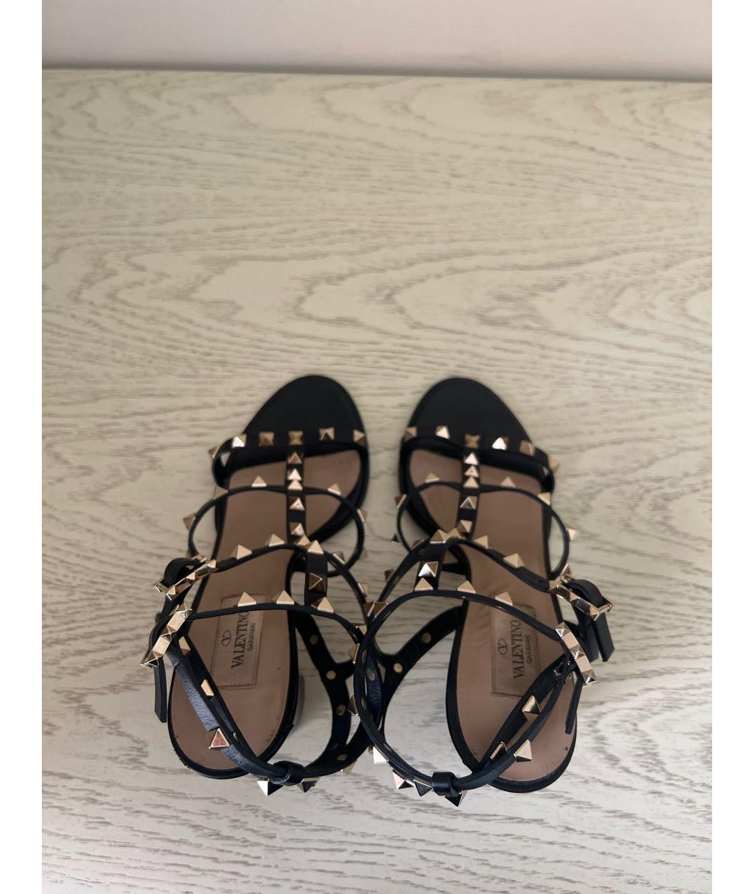 VALENTINO Черные кожаные босоножки, фото 3