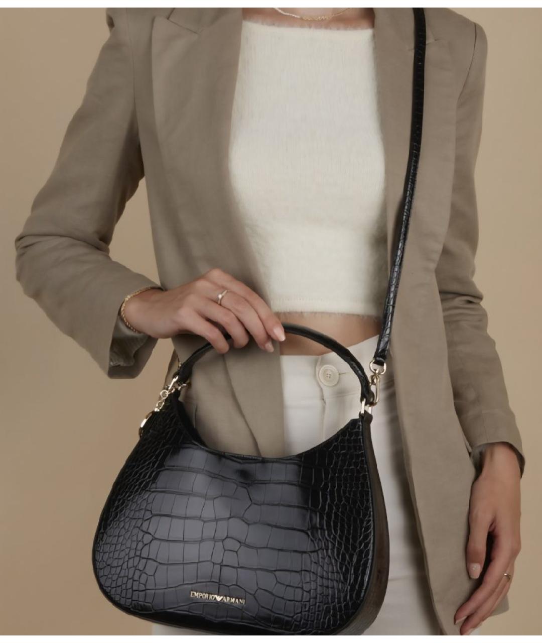 EMPORIO ARMANI Черная сумка с короткими ручками, фото 4