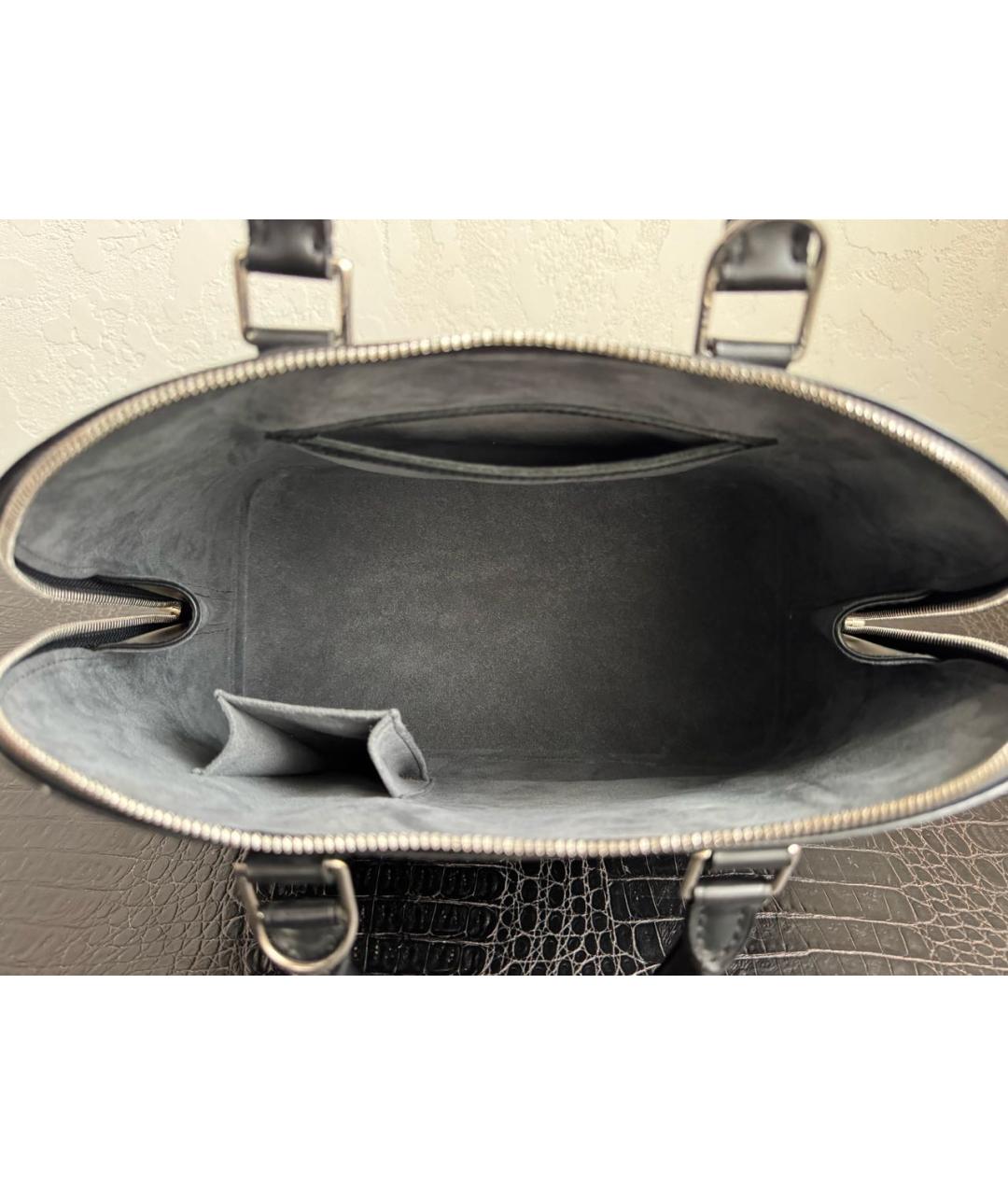 LOUIS VUITTON Черная кожаная сумка с короткими ручками, фото 4