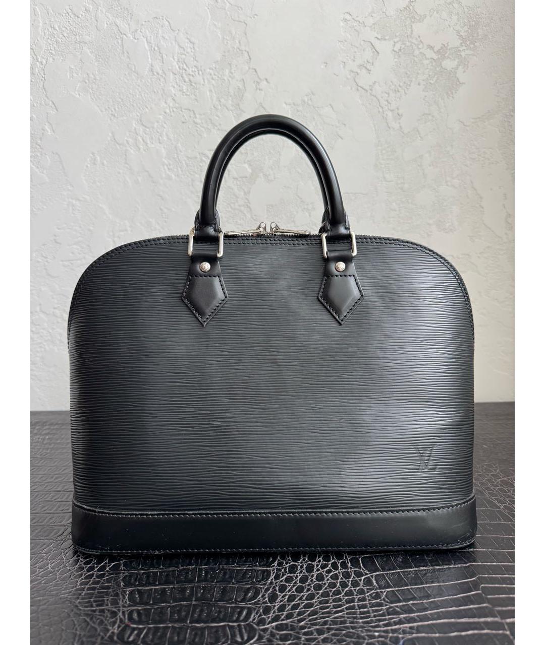 LOUIS VUITTON Черная кожаная сумка с короткими ручками, фото 5