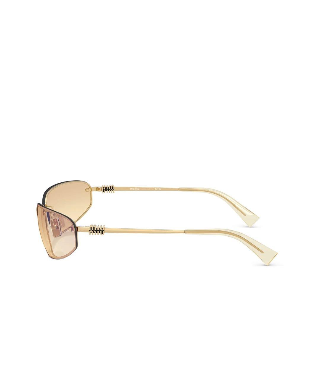 MIU MIU Желтые металлические солнцезащитные очки, фото 3