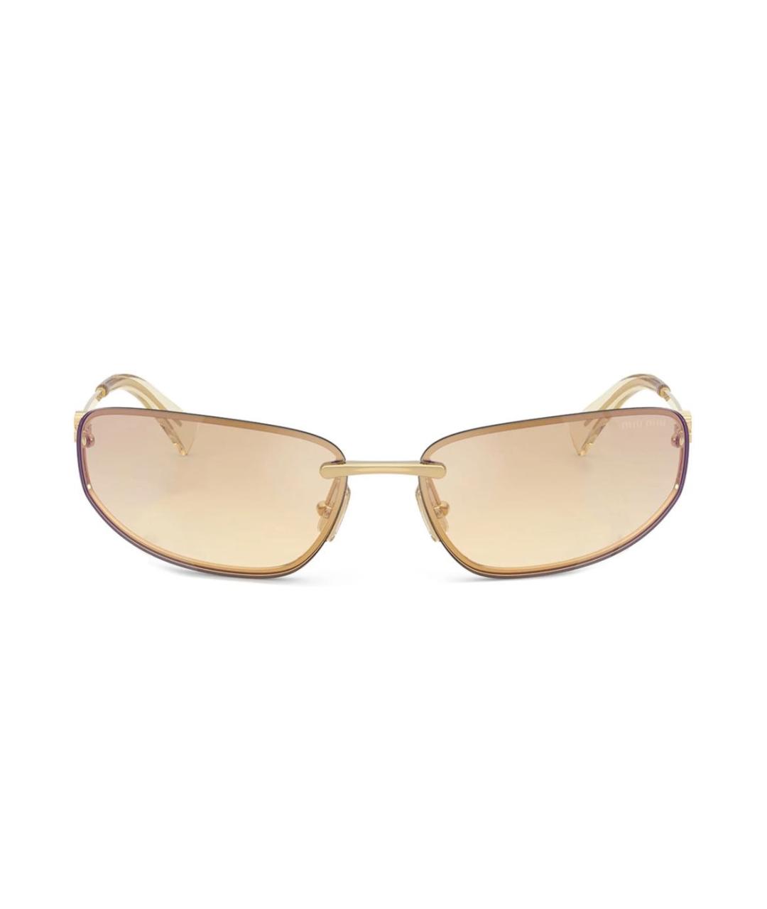 MIU MIU Желтые металлические солнцезащитные очки, фото 2