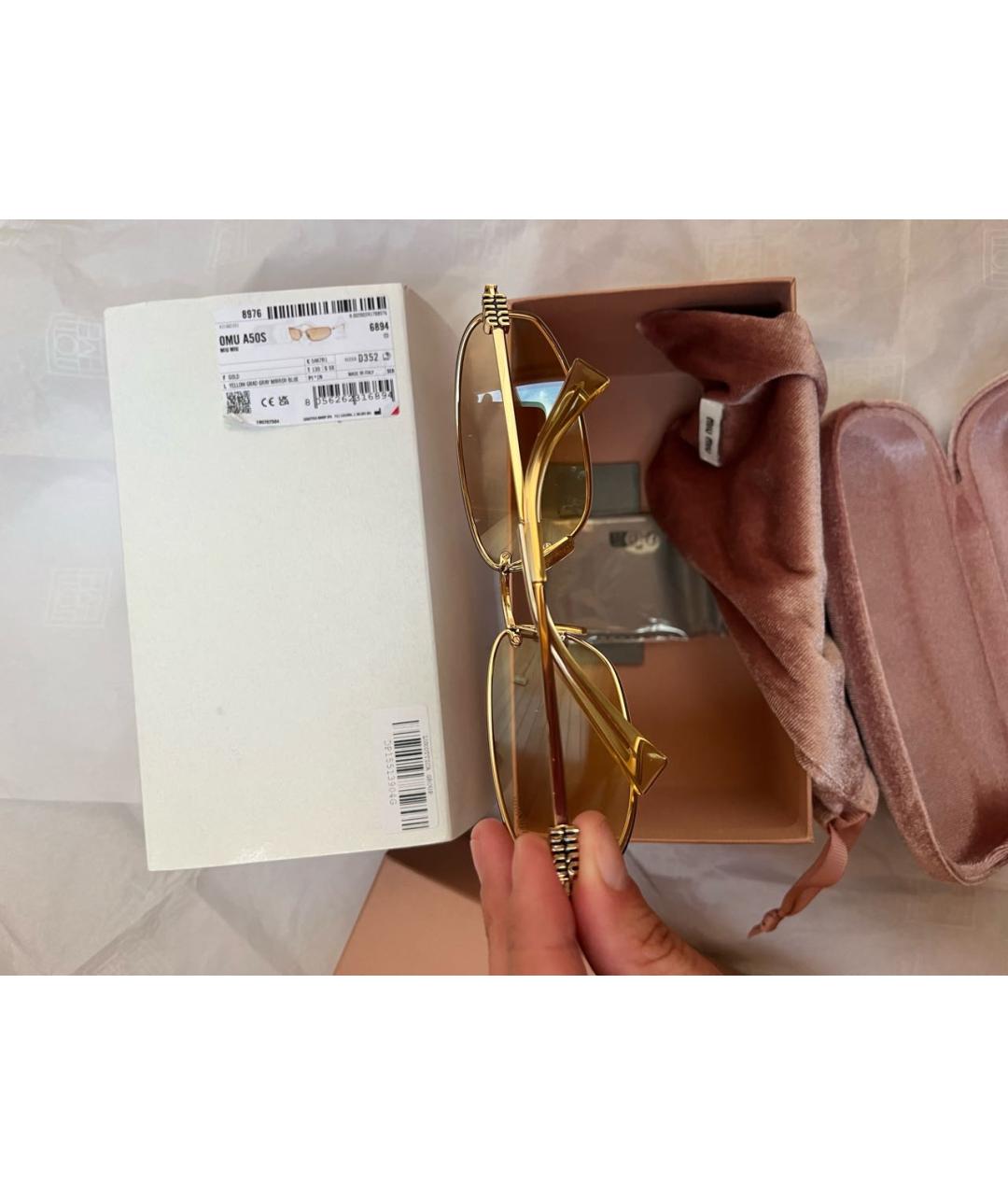 MIU MIU Желтые металлические солнцезащитные очки, фото 5