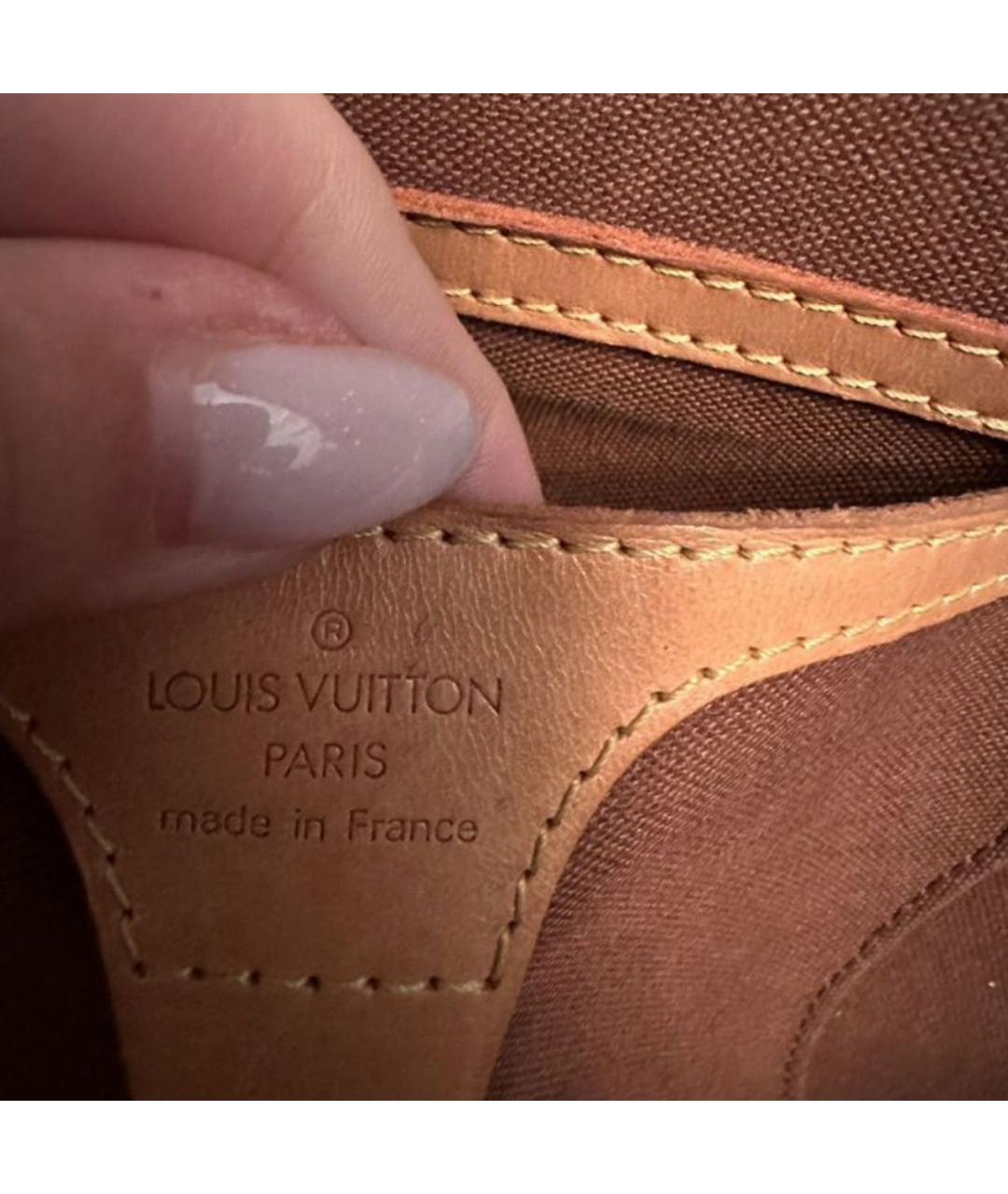 LOUIS VUITTON Коричневая кожаная сумка с короткими ручками, фото 5