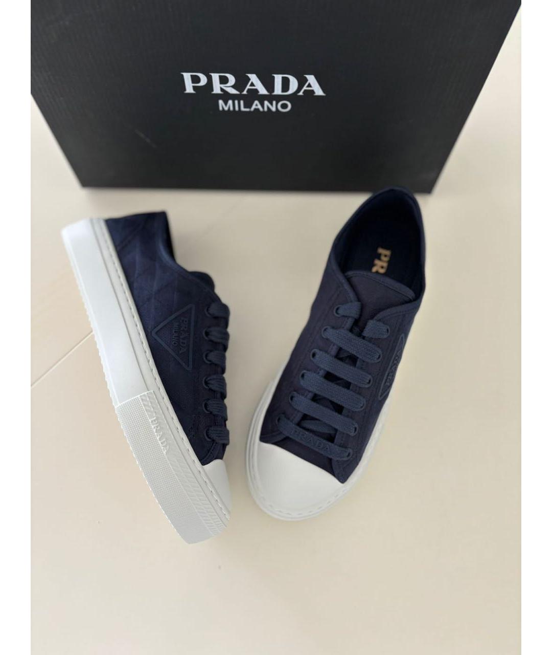PRADA Темно-синие текстильные кеды, фото 5