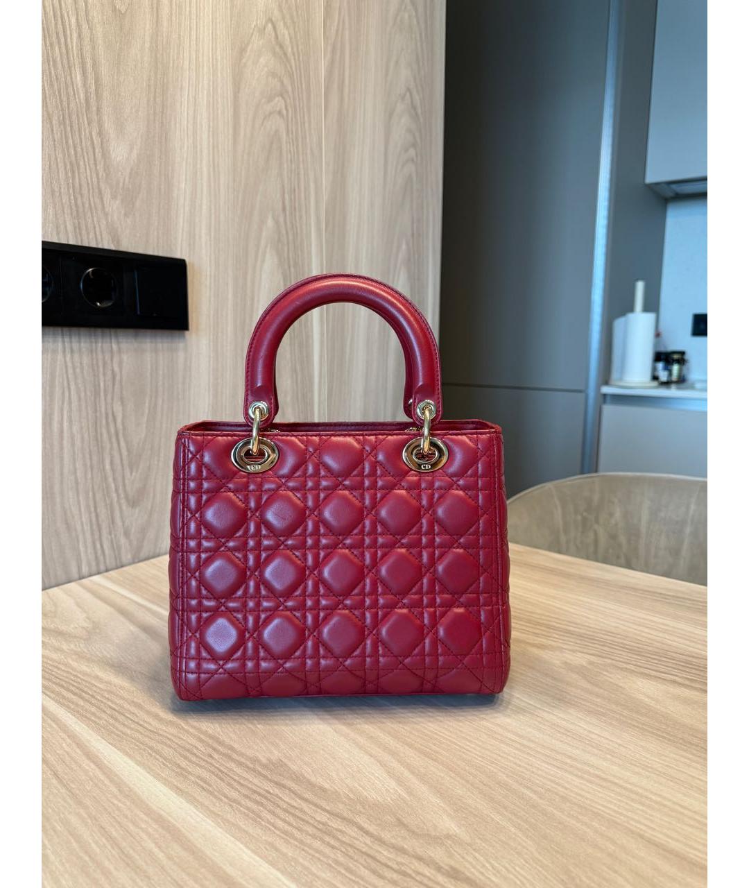 CHRISTIAN DIOR Бордовая кожаная сумка с короткими ручками, фото 3