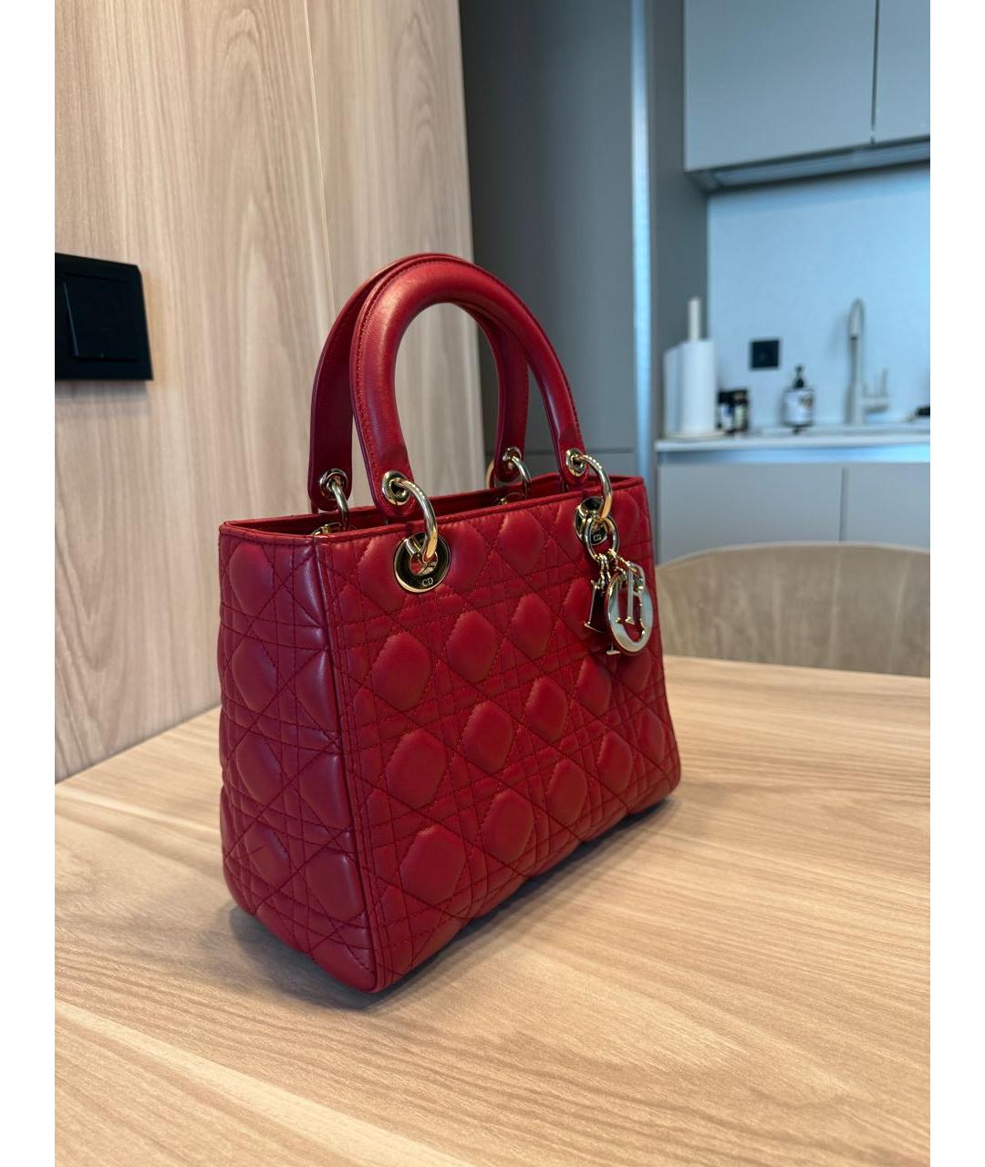 CHRISTIAN DIOR Бордовая кожаная сумка с короткими ручками, фото 2