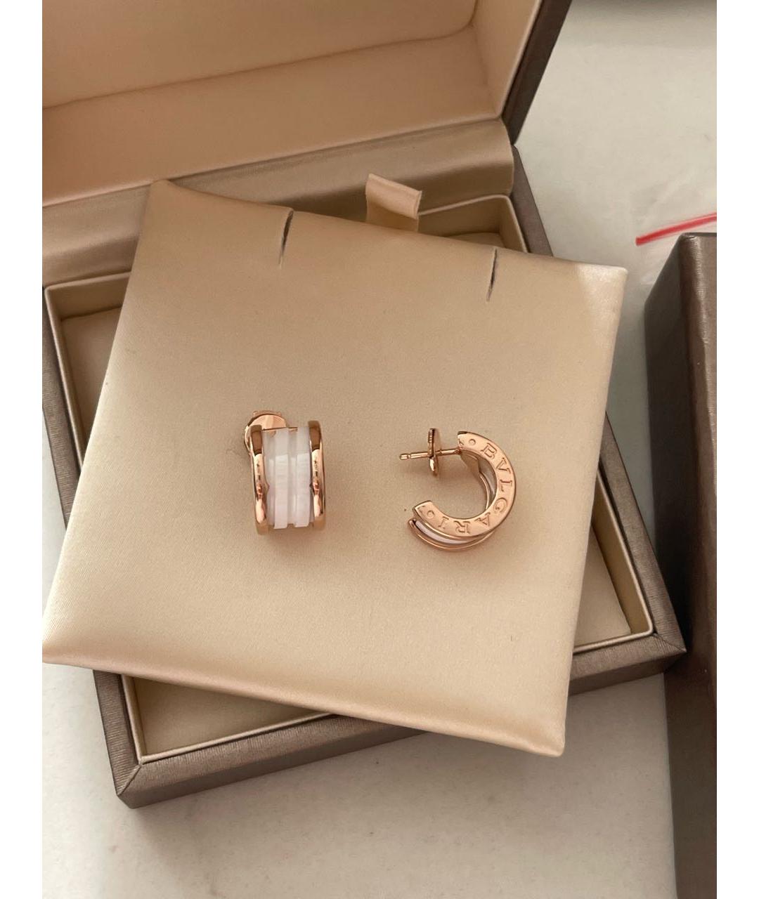 BVLGARI Белые серьги из розового золота, фото 2
