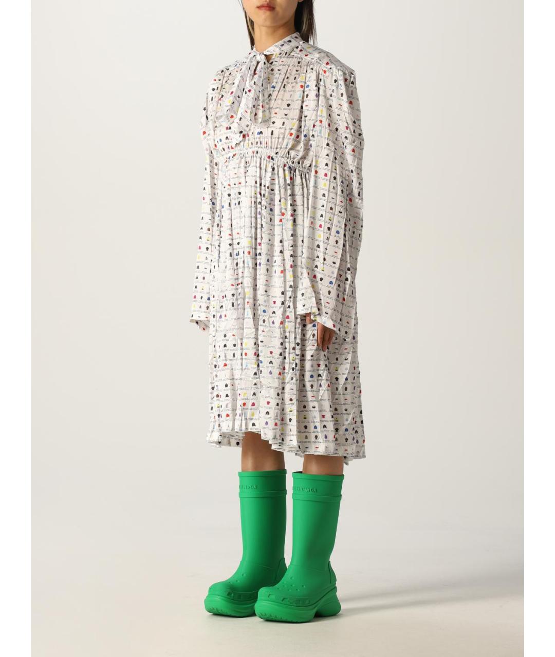 BALENCIAGA Белое полиэстеровое повседневное платье, фото 5