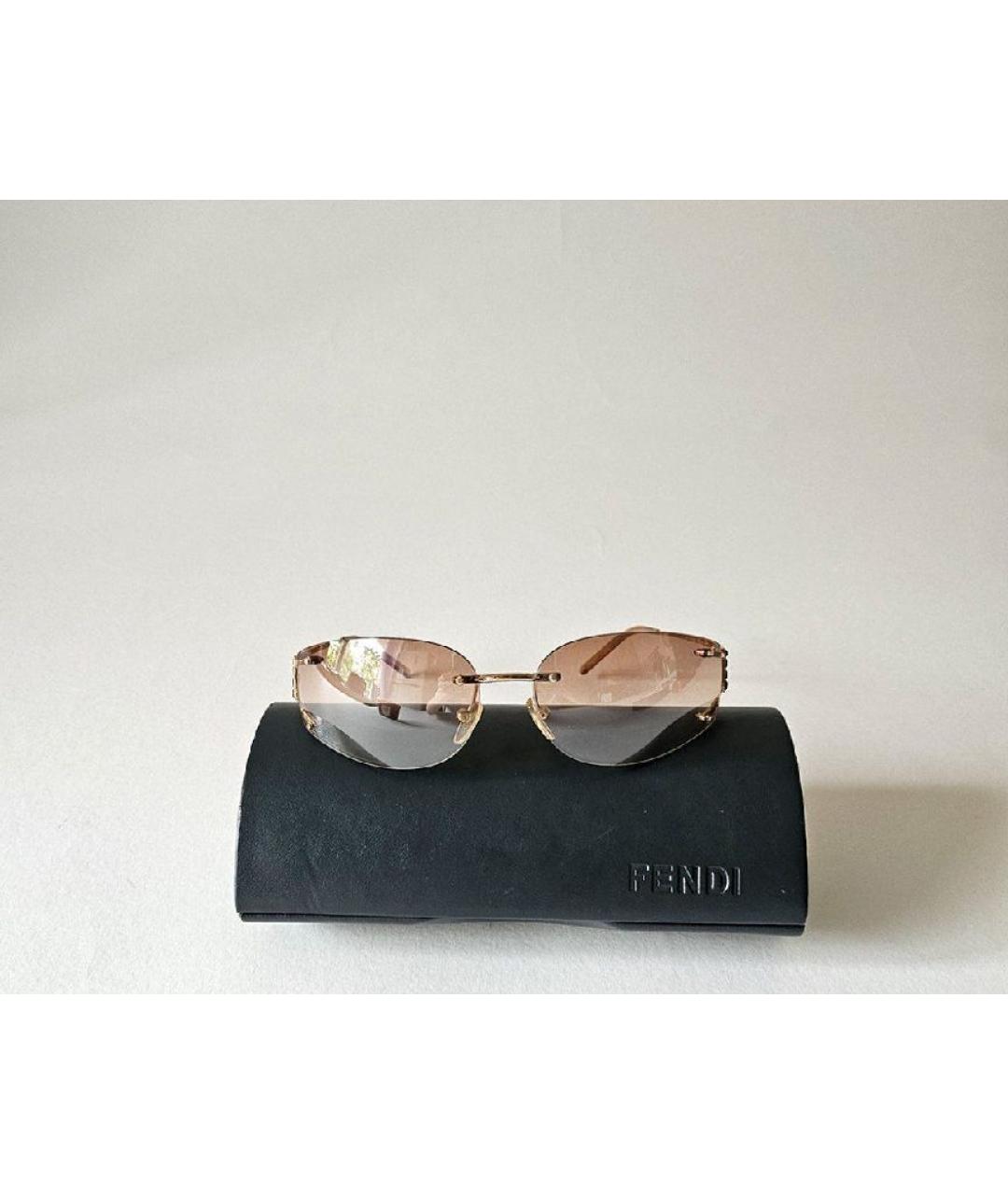FENDI Коричневые металлические солнцезащитные очки, фото 3