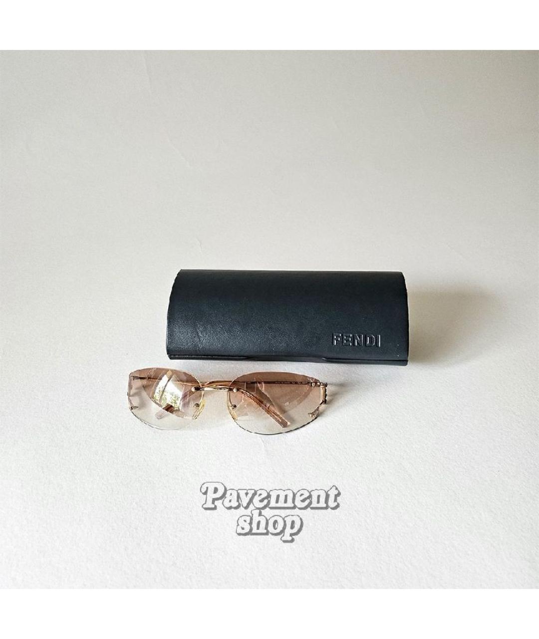 FENDI Коричневые металлические солнцезащитные очки, фото 2