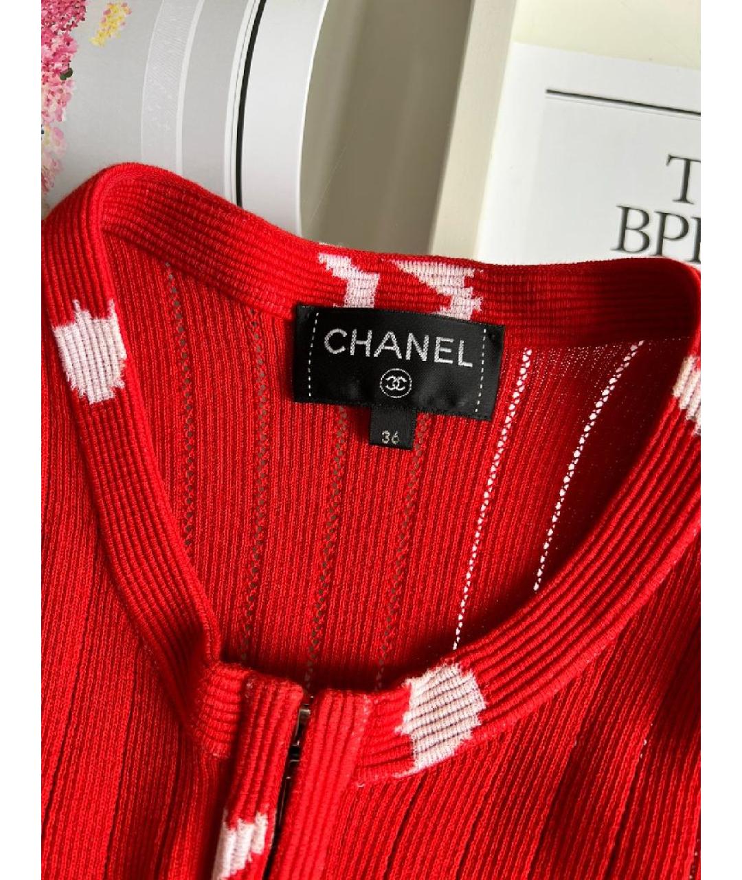 CHANEL Красное хлопковое повседневное платье, фото 7