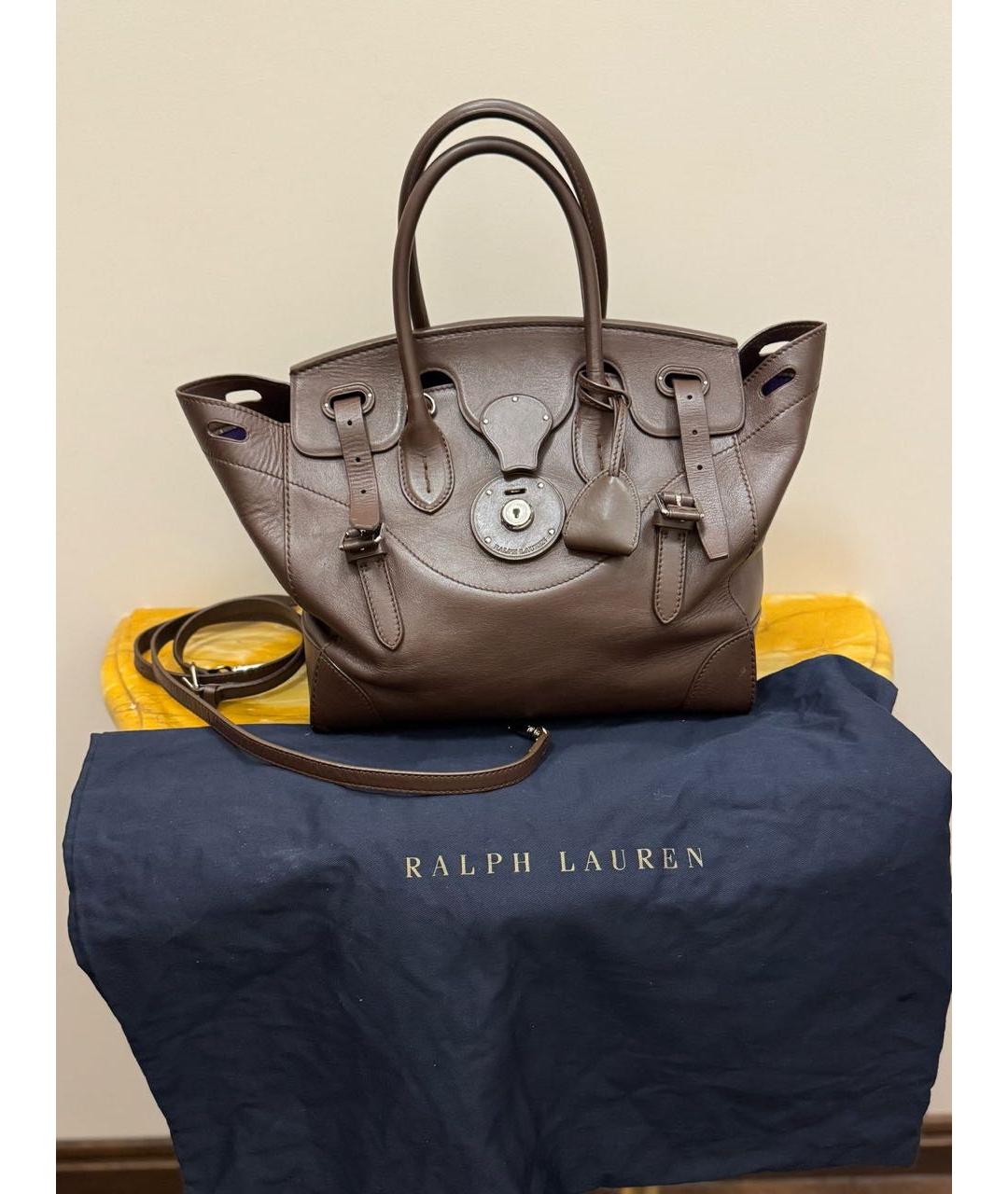 RALPH LAUREN Коричневая сумка тоут, фото 5