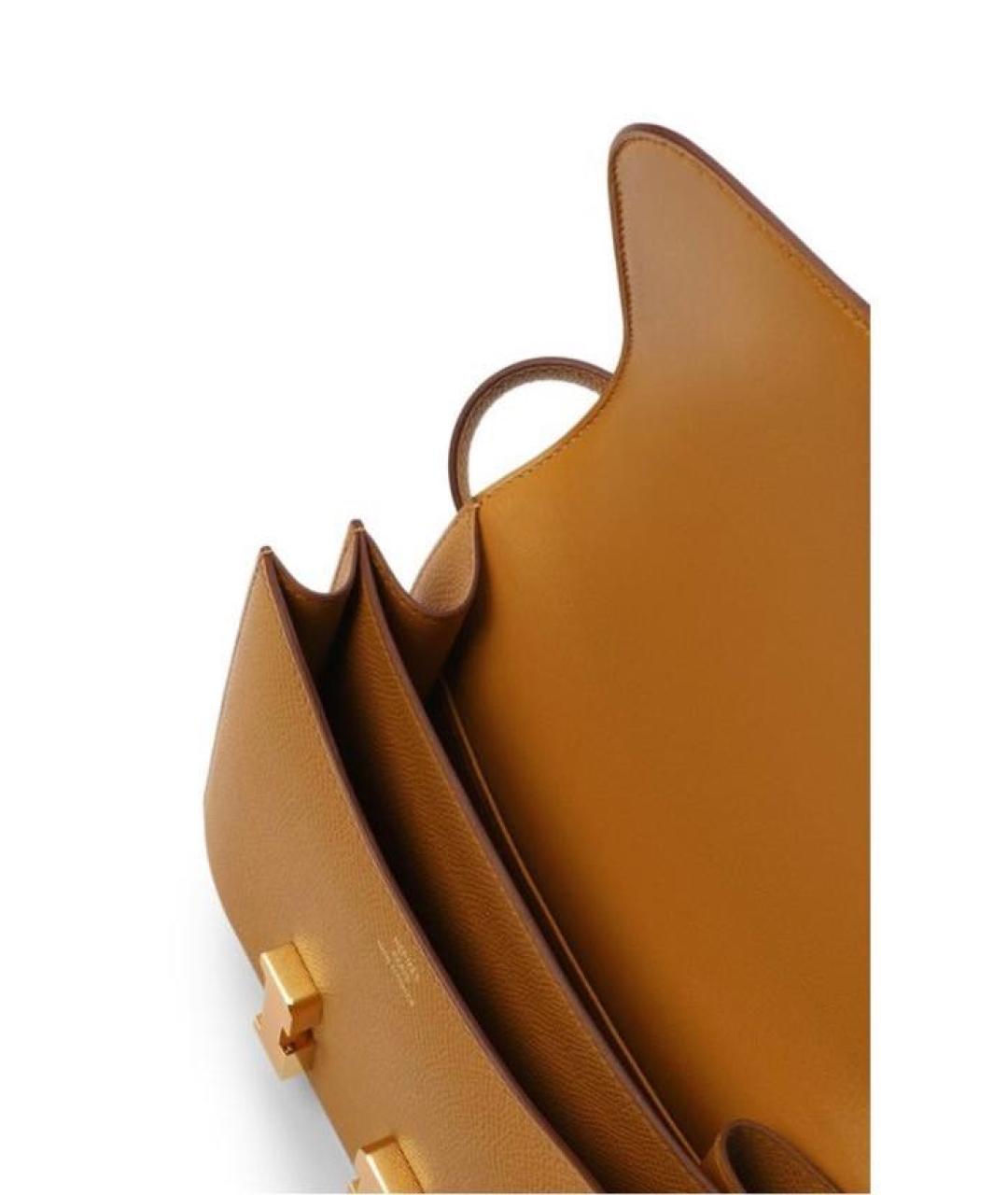HERMES Горчичная кожаная сумка через плечо, фото 4