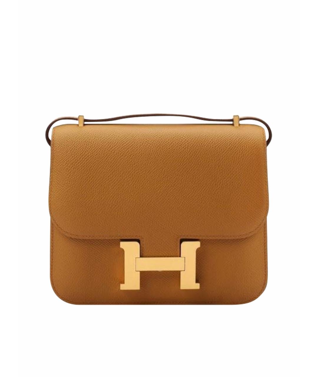 HERMES Горчичная кожаная сумка через плечо, фото 1
