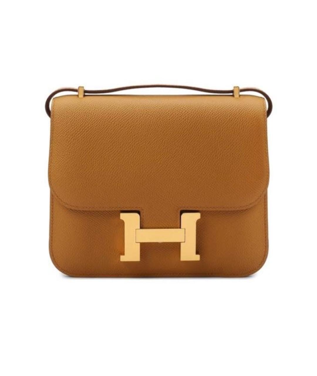 HERMES Горчичная кожаная сумка через плечо, фото 7