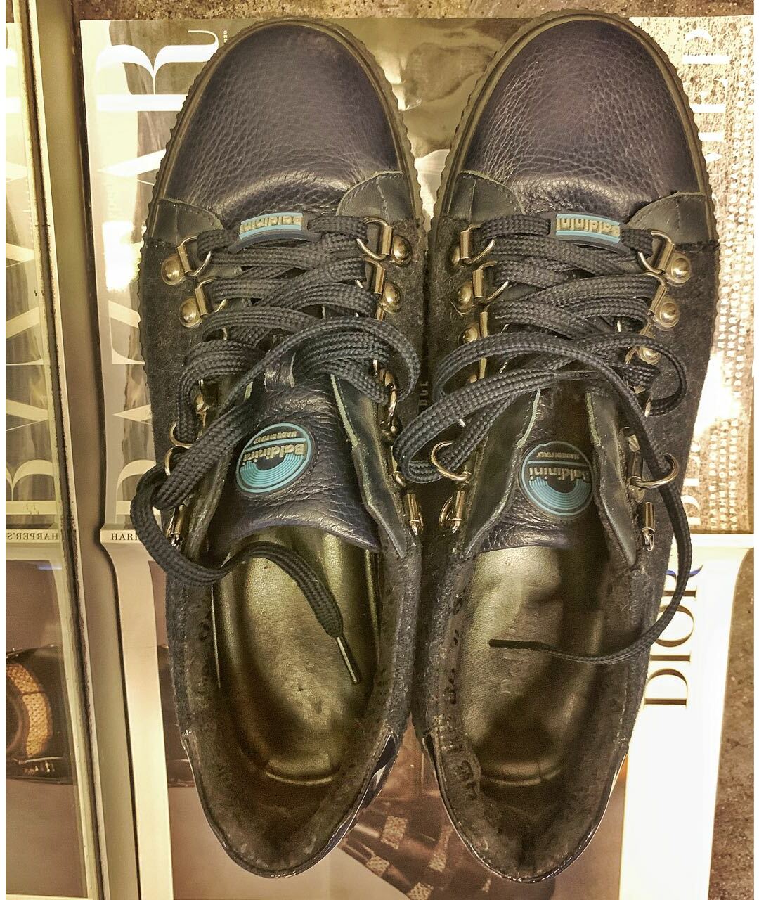 BALDININI Темно-синие кожаные низкие ботинки, фото 4